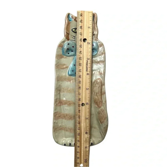 ITALICA ARS Cat Spoon Rest Hanging Wall Plaque Hand Painted Italy 9" x 3.75" - Picture 5 of 5